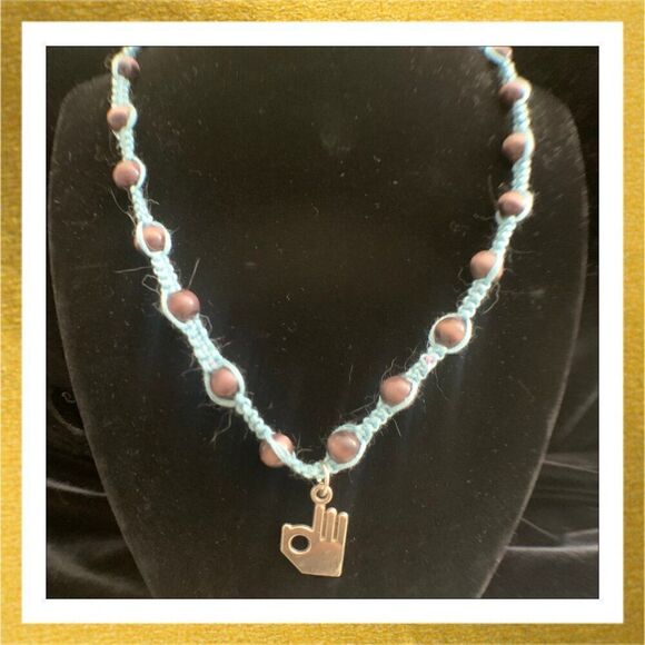 3/$20 Hand Crafted BEADED Sign Language Pendant WOVEN NECKLACE - Picture 1 of 2